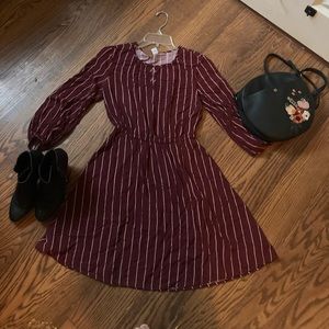 Maroon striped dress, Old Navy, size small